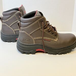 Skecher's Men's Steel Toe EH Work Boots Brown Leather Size 8 Safety